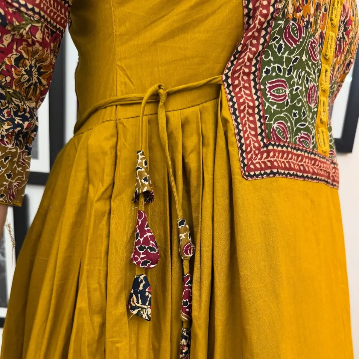 Yellow Mirror Work Kurta Set