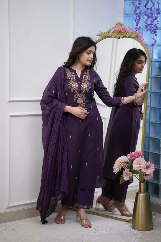 Beautiful Pure Cotton Super Dying Embroidery Suit