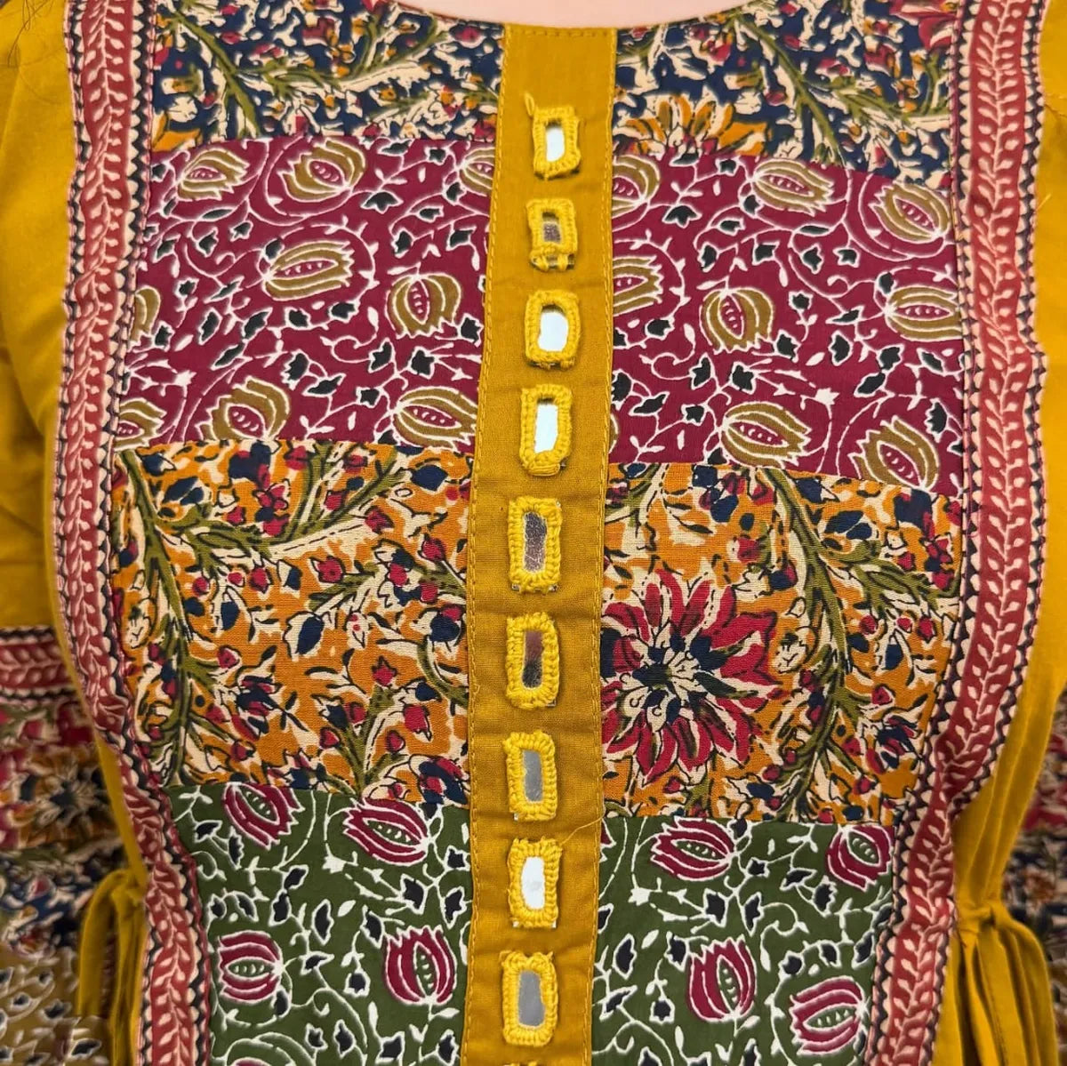 Yellow Mirror Work Kurta Set