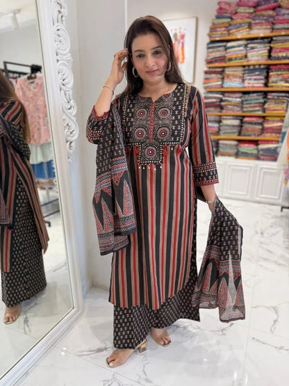 Women’s Printed Straight Kurta Set with Dupatta