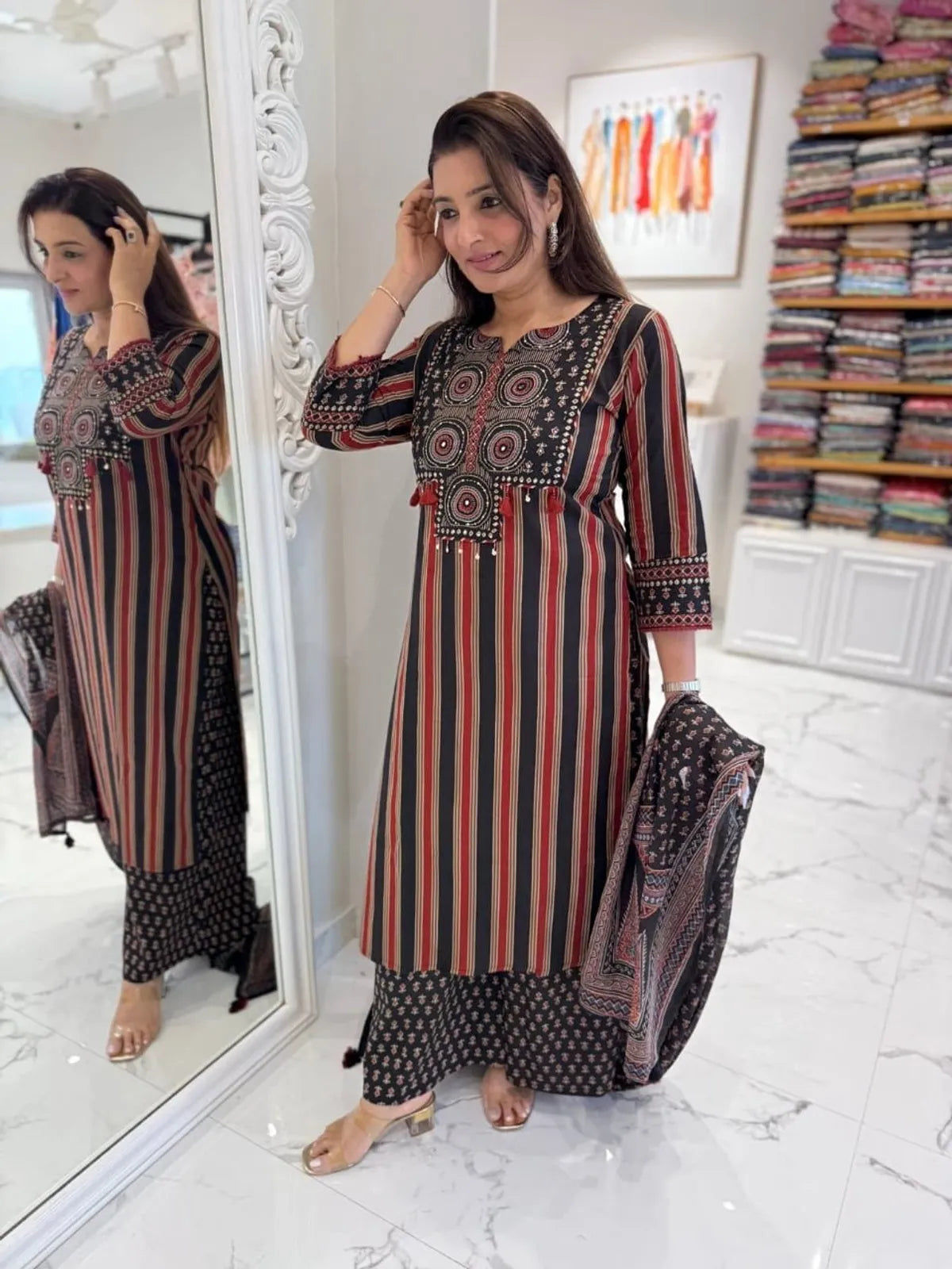 Women’s Printed Straight Kurta Set with Dupatta