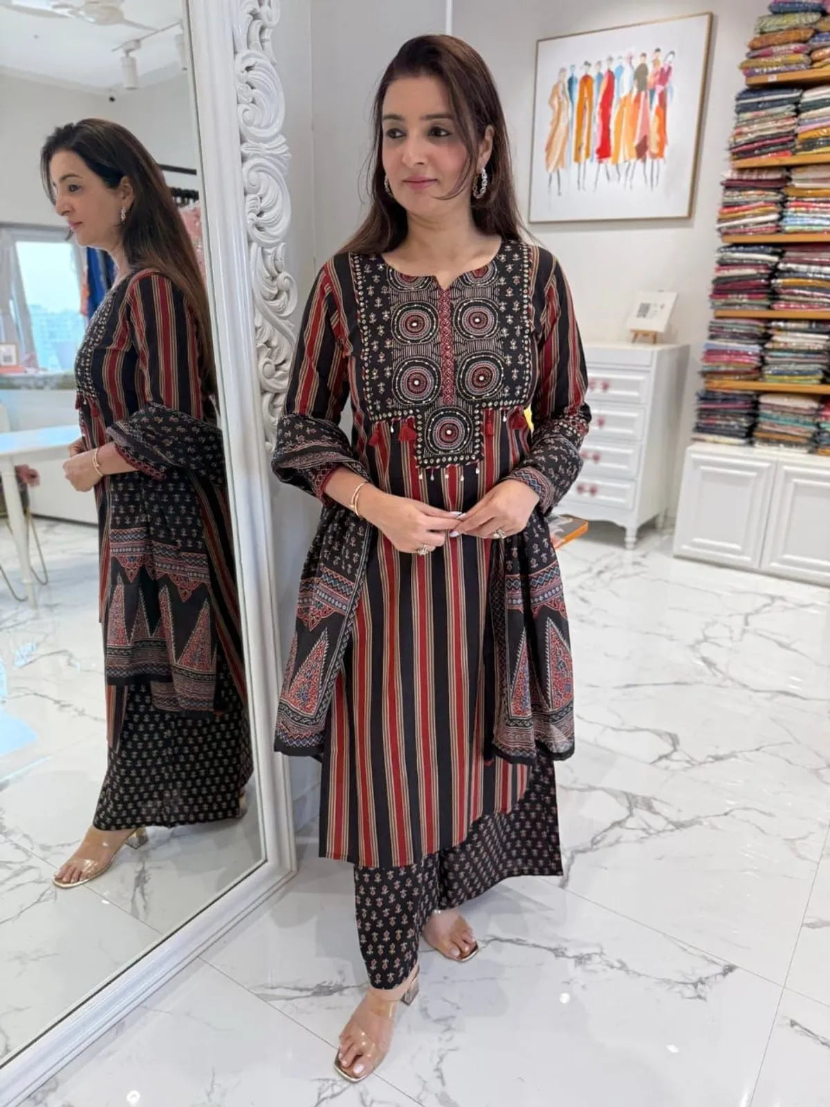 Women’s Printed Straight Kurta Set with Dupatta