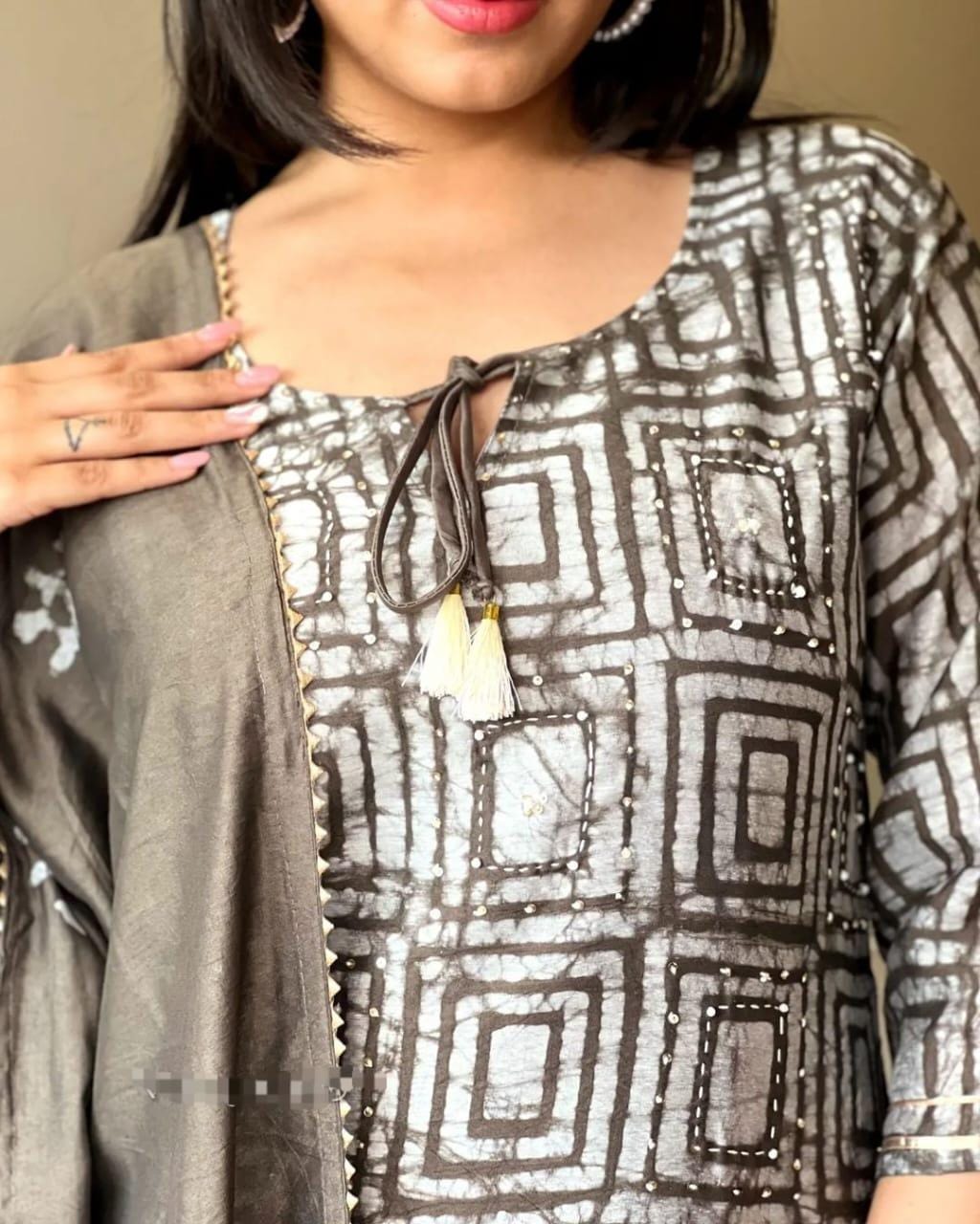 Dusky Purple Procion Printed Suit Set With Dupatta