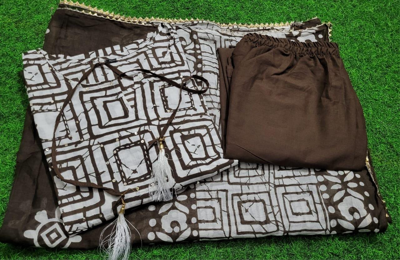 Dusky Purple Procion Printed Suit Set With Dupatta