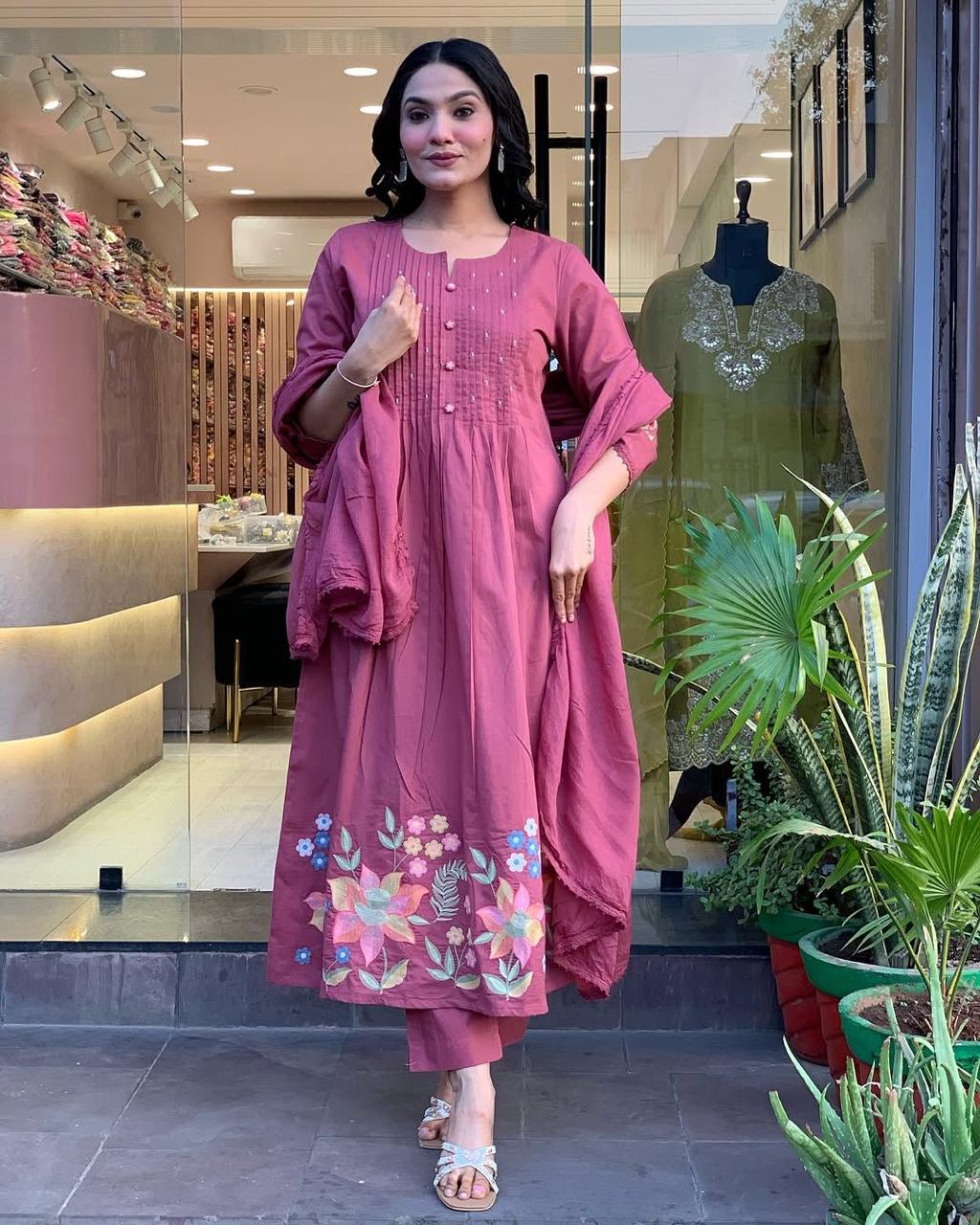 Rosewood Flared Kurta with Delicate Front Detailing