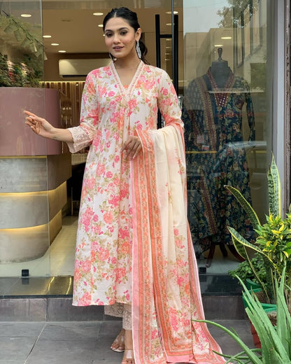 Embroidered Anarkali Style 3-Piece Set