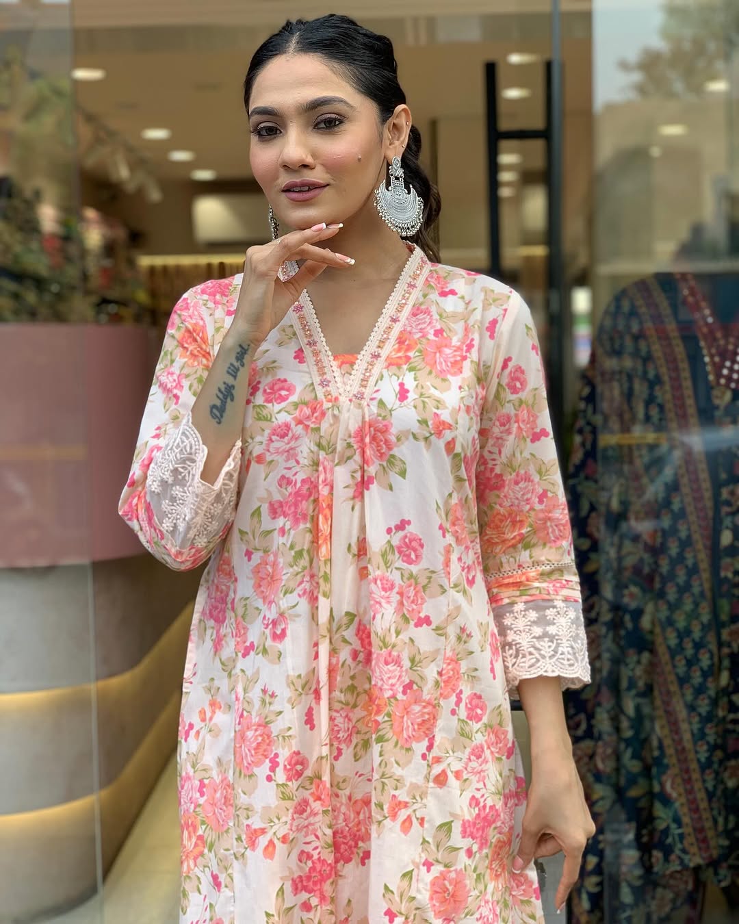 Embroidered Anarkali Style 3-Piece Set