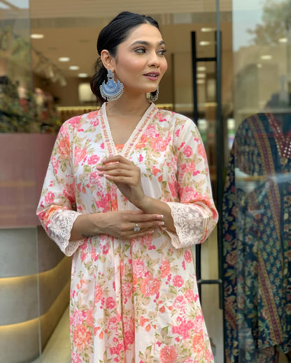 Embroidered Anarkali Style 3-Piece Set