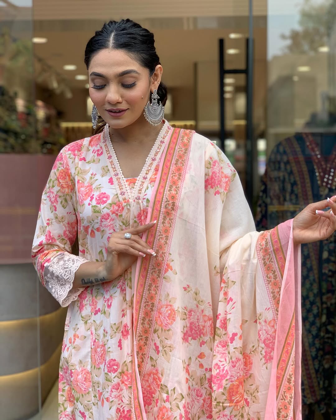 Embroidered Anarkali Style 3-Piece Set