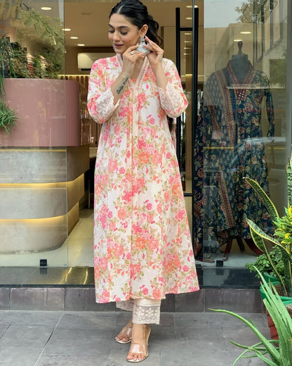 Embroidered Anarkali Style 3-Piece Set