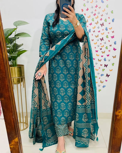 Blue Premium Rich Azrak Cotton Suit