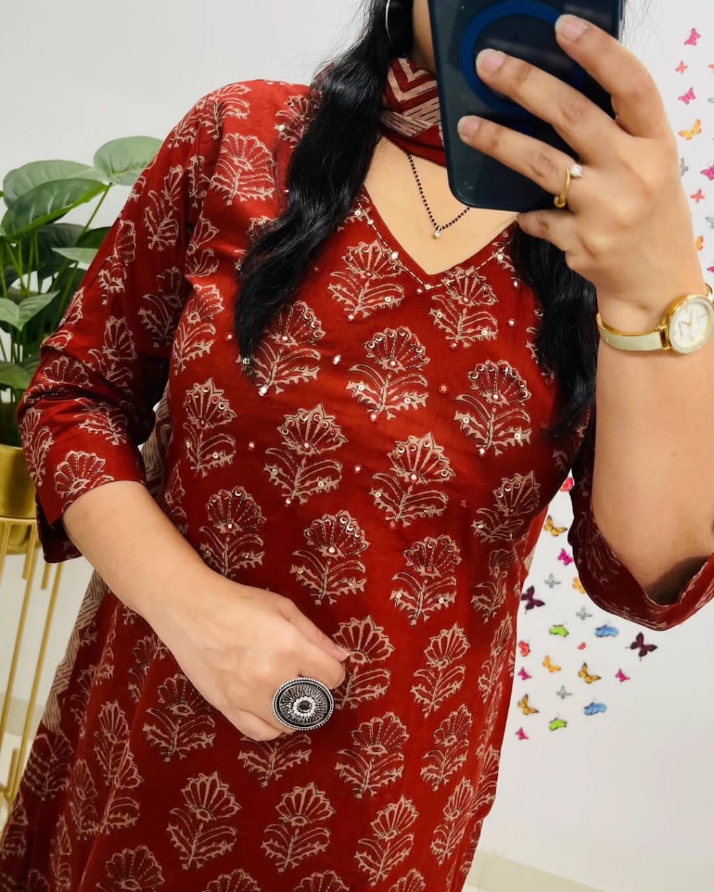 Red Premium Rich Azrak Cotton Suit