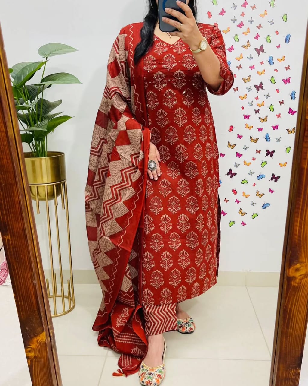 Red Premium Rich Azrak Cotton Suit