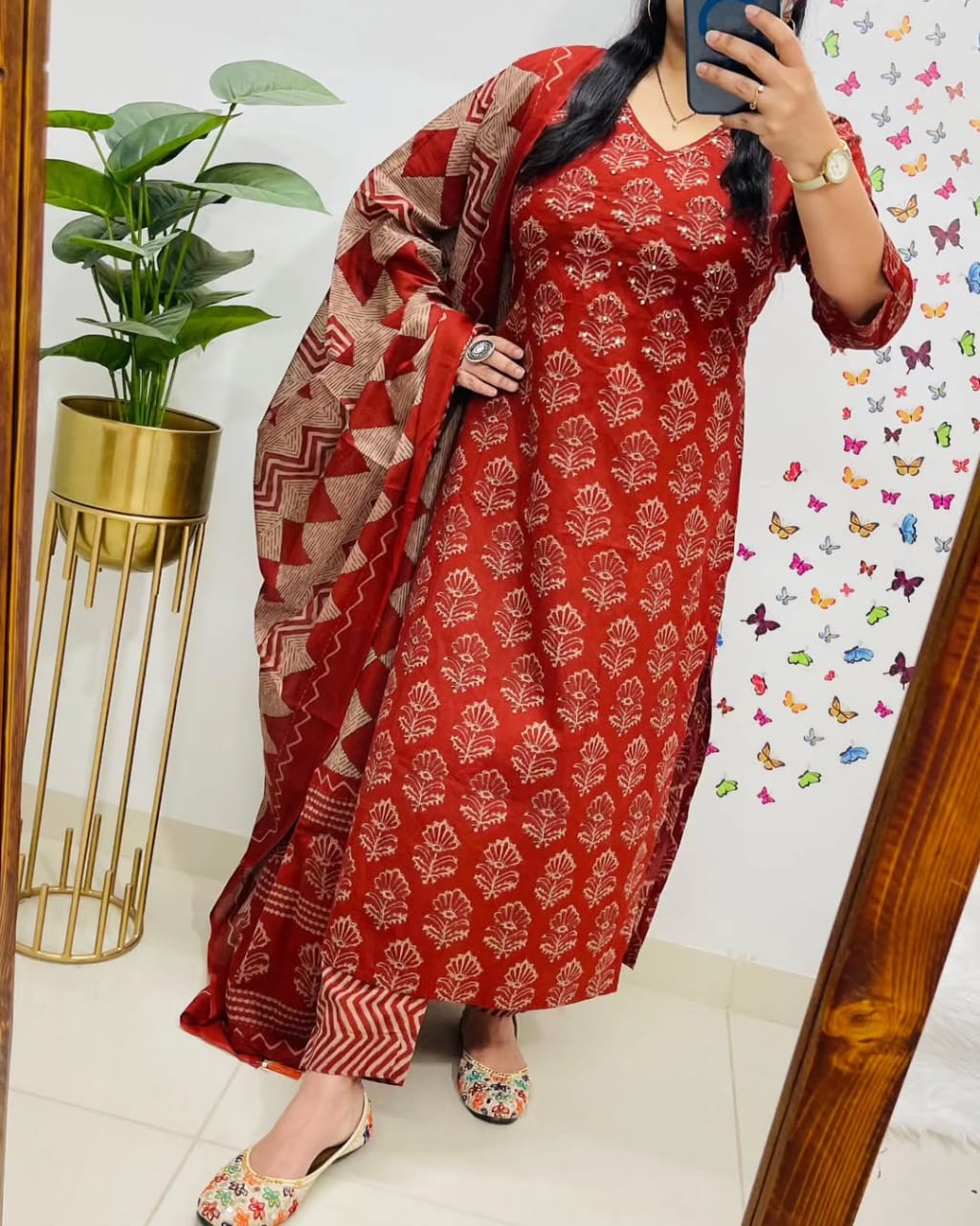 Red Premium Rich Azrak Cotton Suit