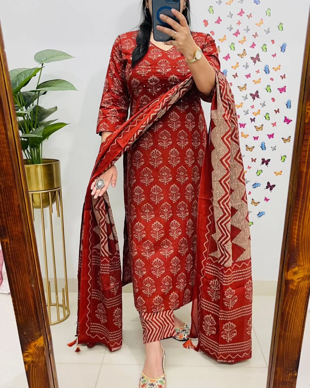 Red Premium Rich Azrak Cotton Suit