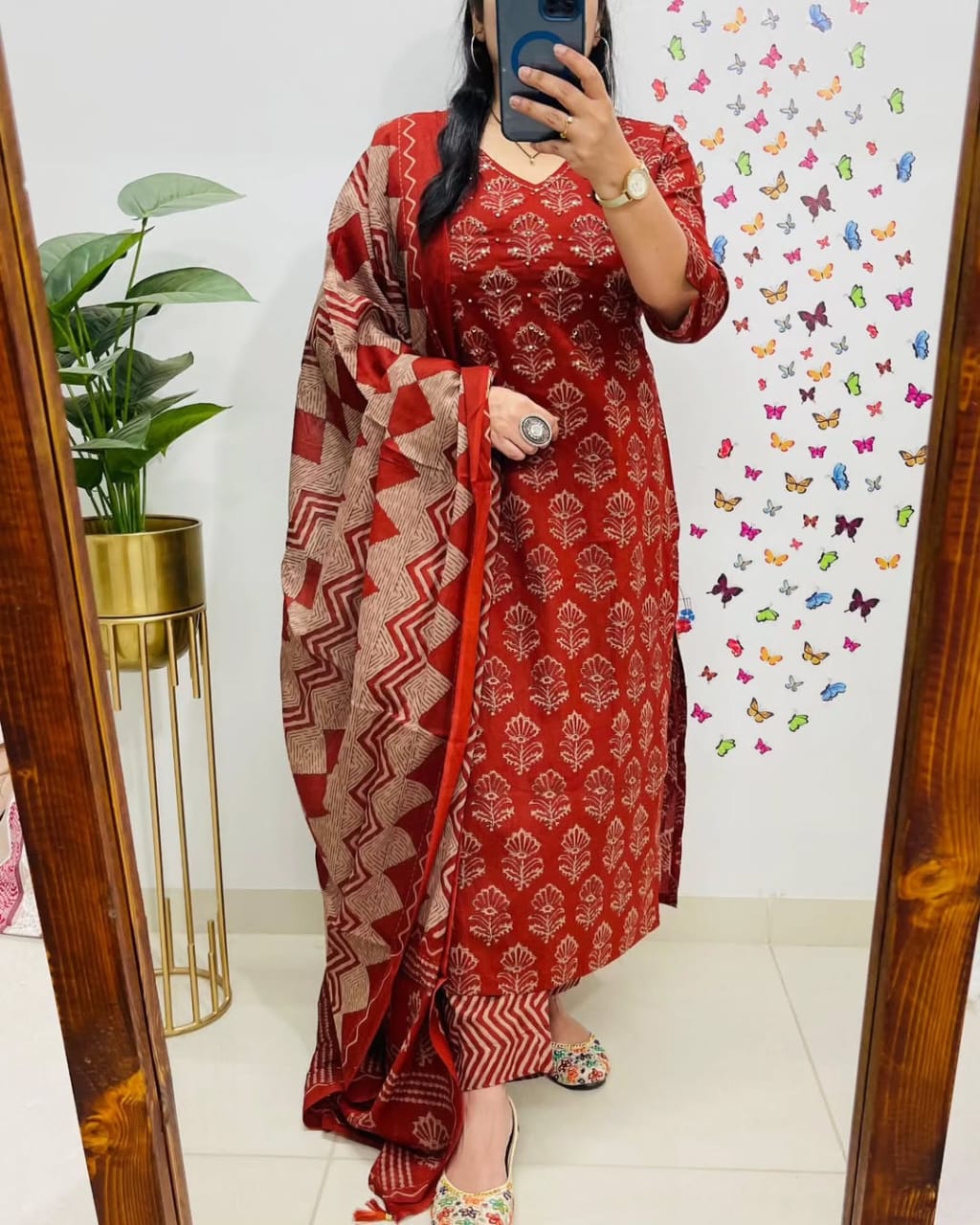 Red Premium Rich Azrak Cotton Suit