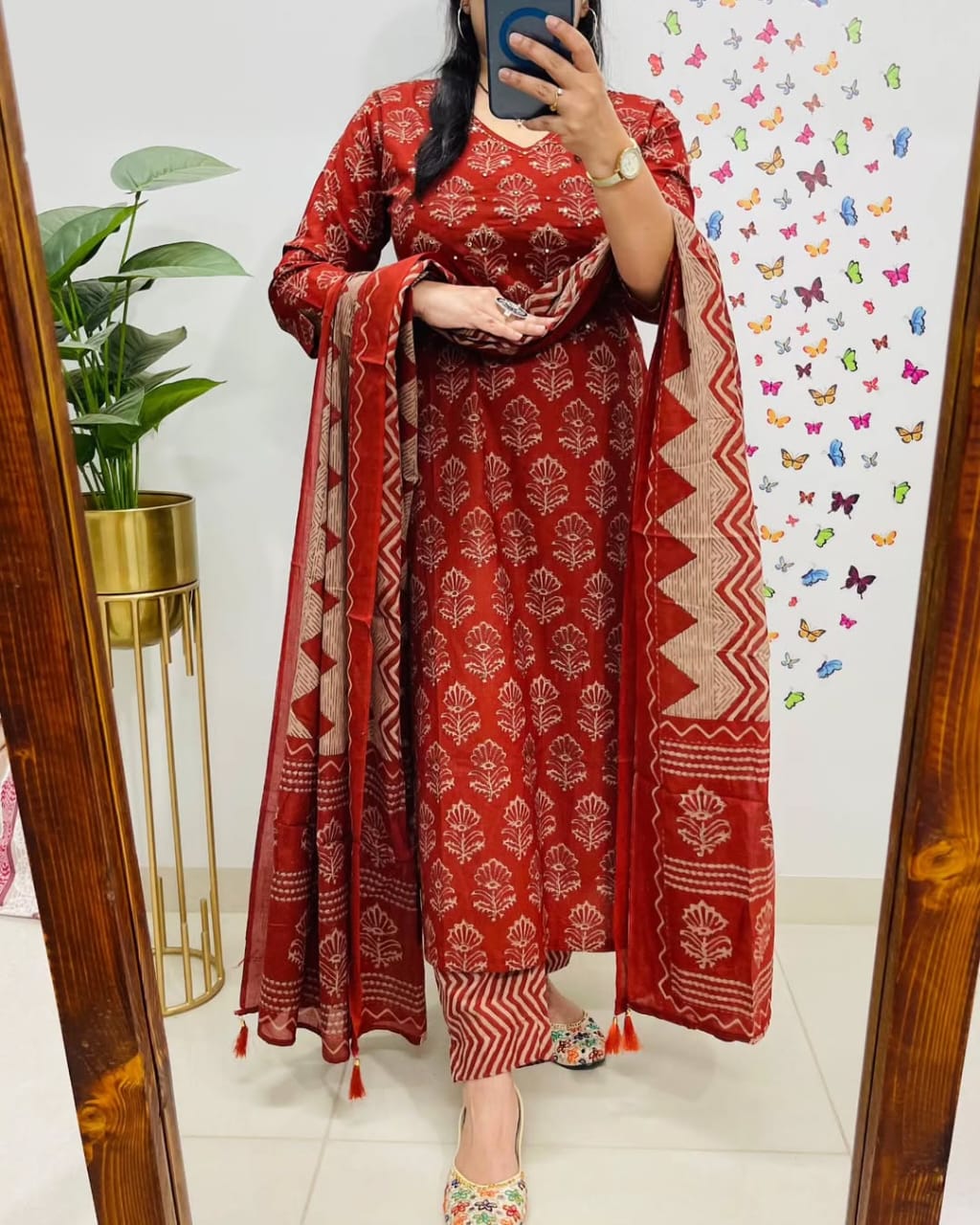 Red Premium Rich Azrak Cotton Suit