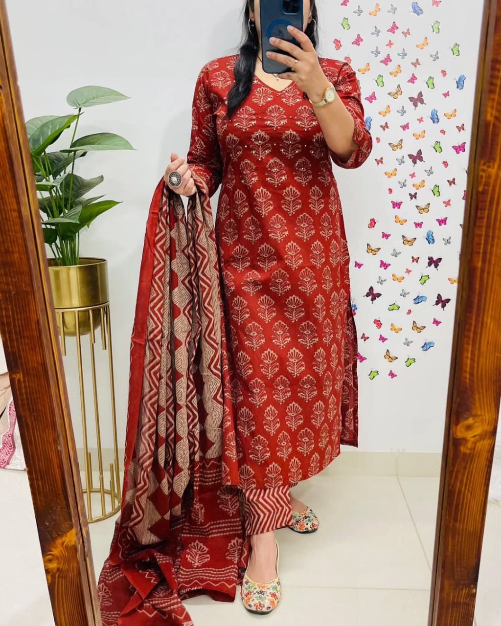 Red Premium Rich Azrak Cotton Suit