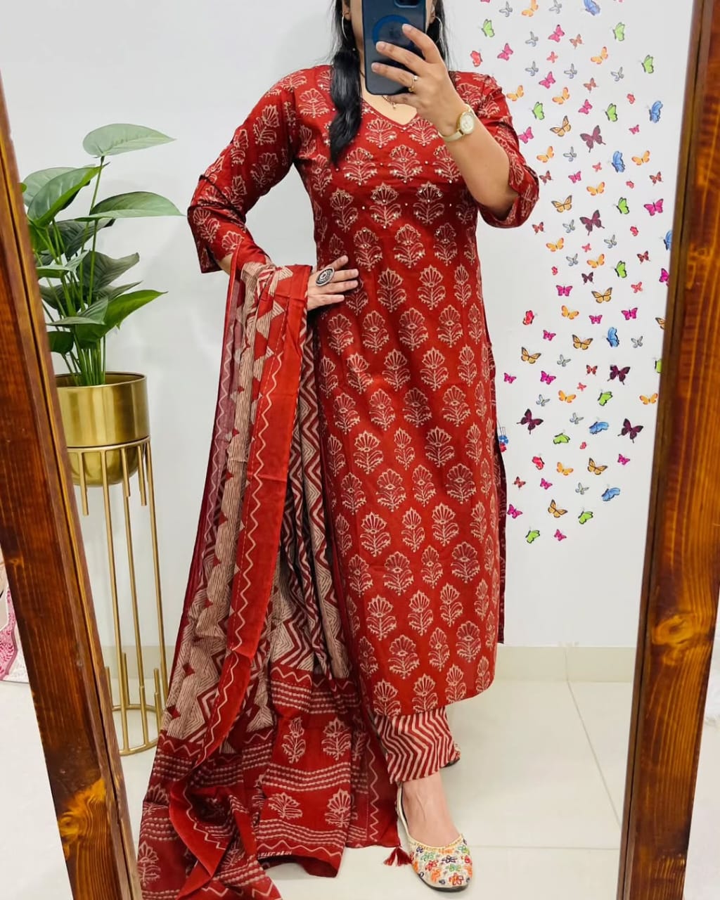 Red Premium Rich Azrak Cotton Suit