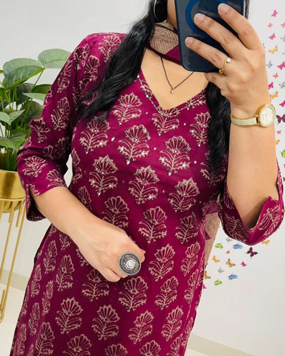 Magenta Premium Rich Azrak Cotton Suit