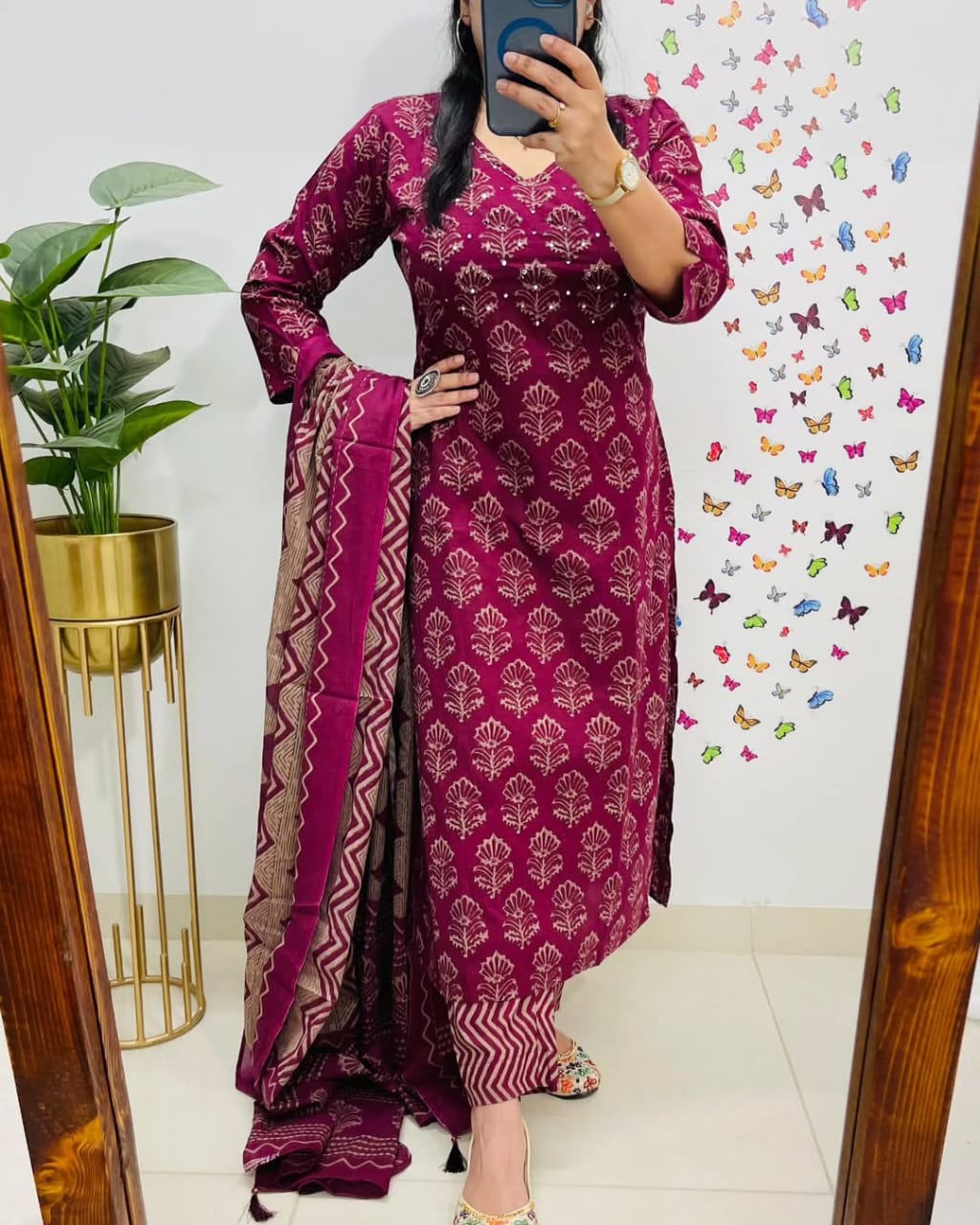 Magenta Premium Rich Azrak Cotton Suit