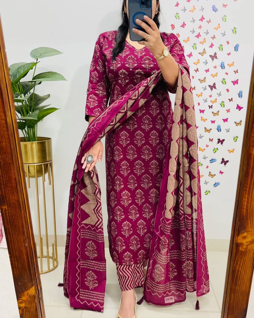 Magenta Premium Rich Azrak Cotton Suit