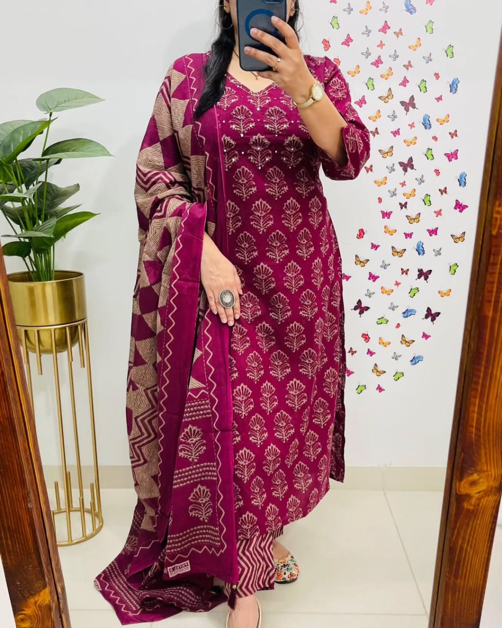 Magenta Premium Rich Azrak Cotton Suit
