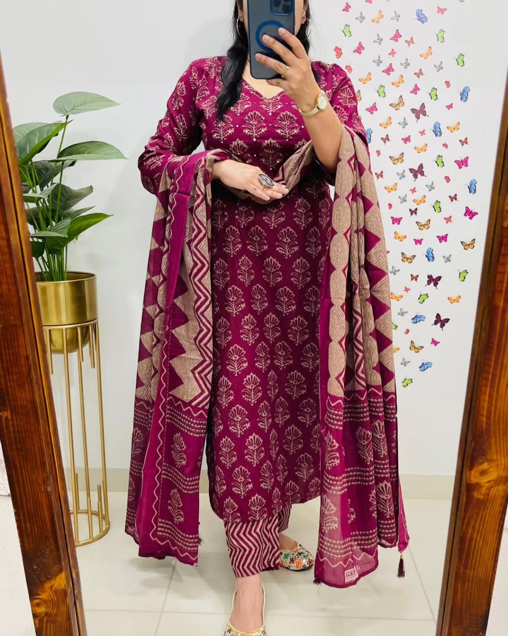 Magenta Premium Rich Azrak Cotton Suit