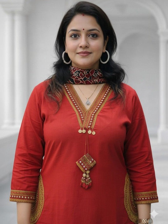 Women Ethnic Motifs Embroidered Regular Thread Work Kurta with Trousers & With Dupatta